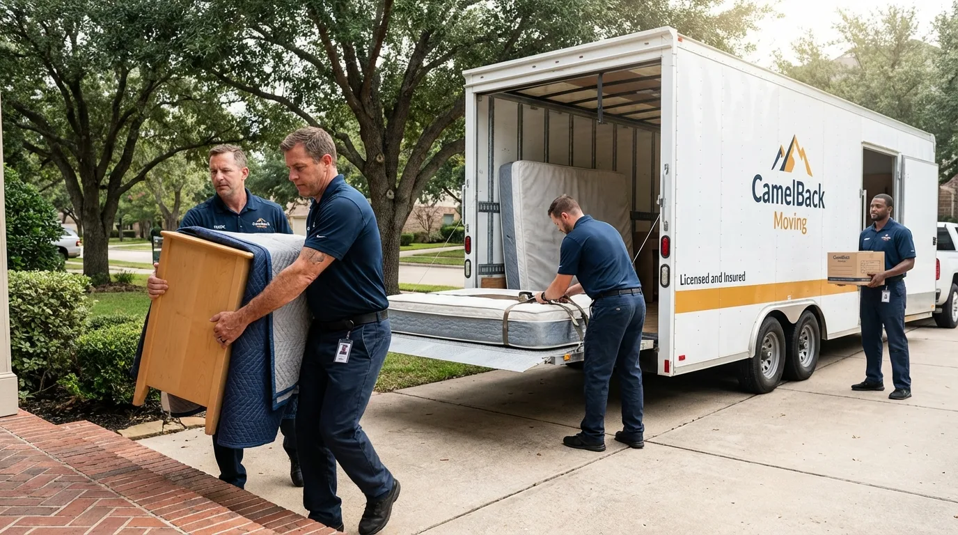 Crew loading residential truck for cross-state move from Ridgely, MD