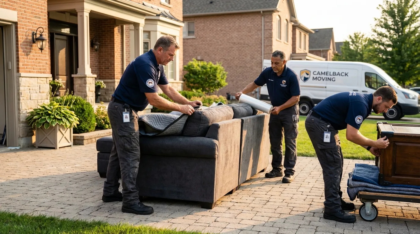 Large estate moving crew wrapping furniture in Ridgely, MD