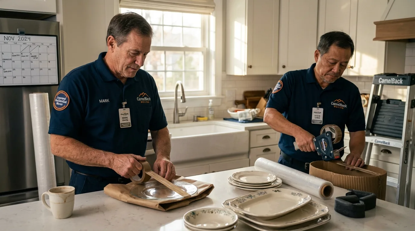 Professional crew packing kitchen dishware in Ridgely, MD